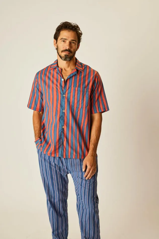 Men Shop Natalie Martin WILLIAM PANT MEN039S Batik Stripe Navy