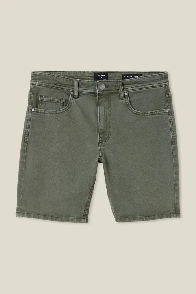 Men Shorts Cotton On Straight Short Washed Forest Green