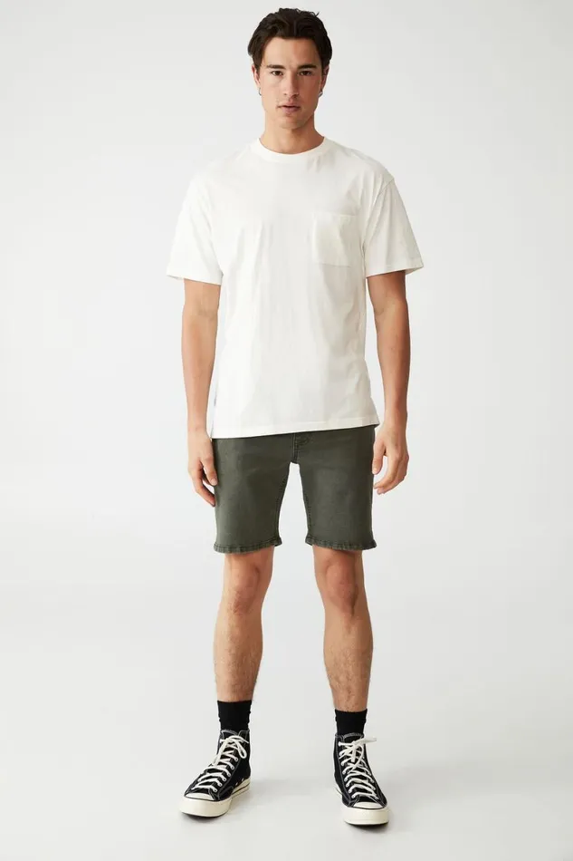 Men Shorts Cotton On Straight Short Washed Forest Green