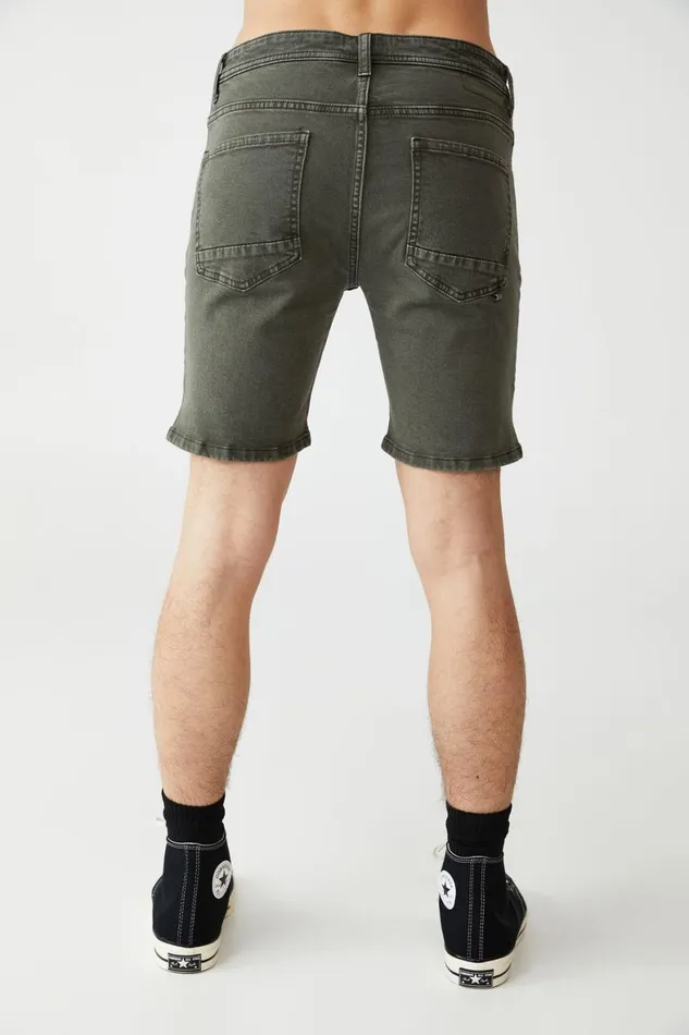 Men Shorts Cotton On Straight Short Washed Forest Green