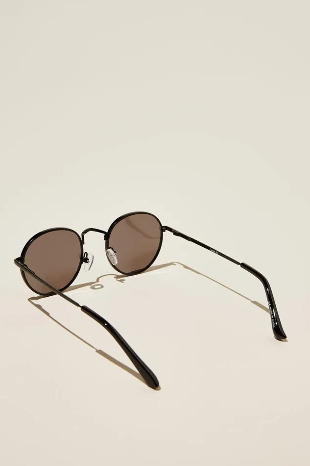 Men Sunglasses Cotton On Bellbrae Sunglasses Black Black Silver Flash