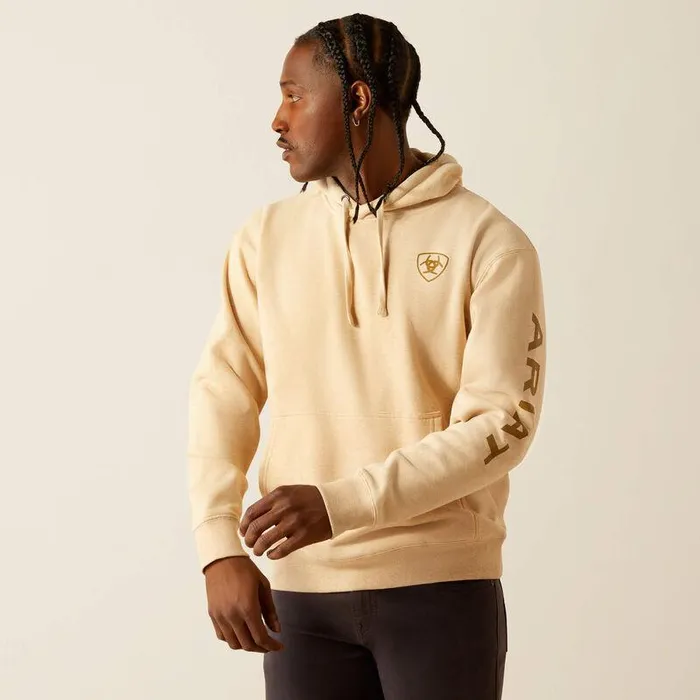 Men Sweatshirts and Hoodies Ariat Ariat Logo Hoodie Tan Heather