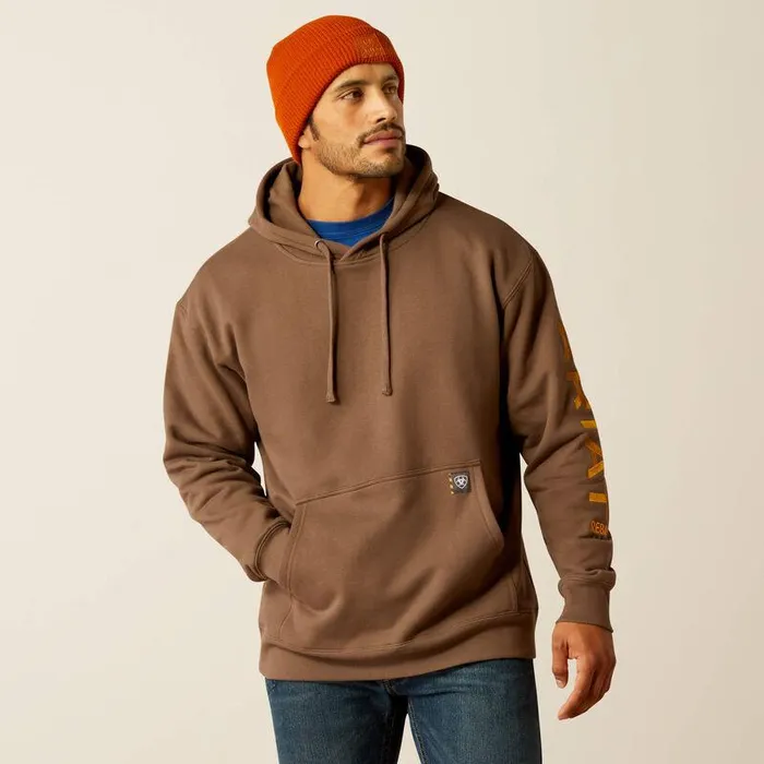 Men Sweatshirts and Hoodies Ariat Rebar Graphic Hoodie Chocolate Chipcoffee Bean