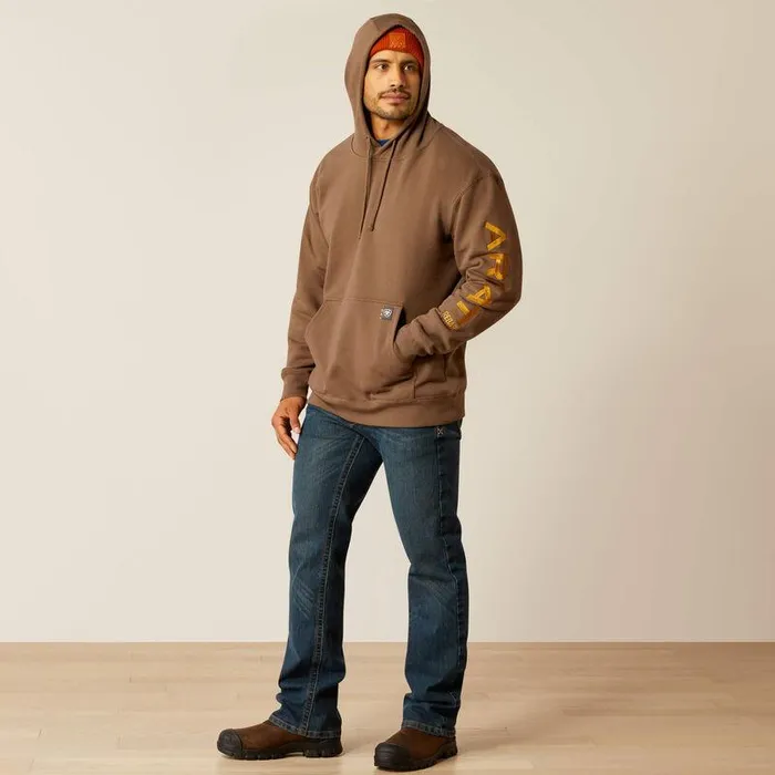 Men Sweatshirts and Hoodies Ariat Rebar Graphic Hoodie Chocolate Chipcoffee Bean