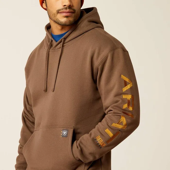 Men Sweatshirts and Hoodies Ariat Rebar Graphic Hoodie Chocolate Chipcoffee Bean