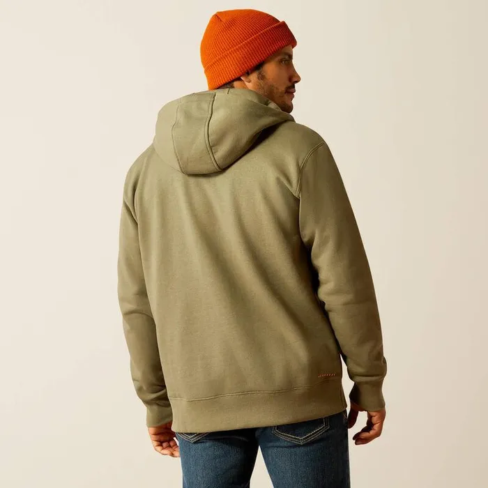 Men Sweatshirts and Hoodies Ariat Rebar Workman 14 Zip Hoodie Deep Lichen