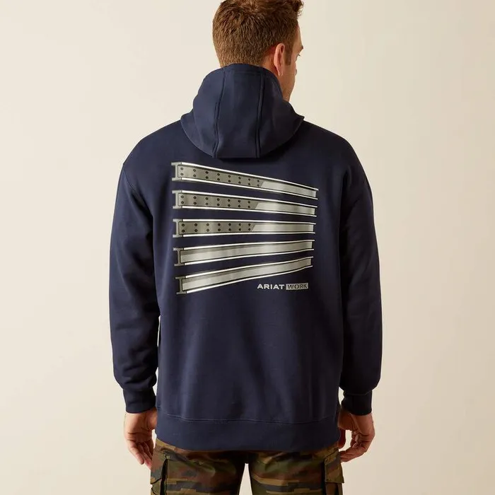 Men Sweatshirts and Hoodies Ariat Rebar Workman Beams Hoodie Navy