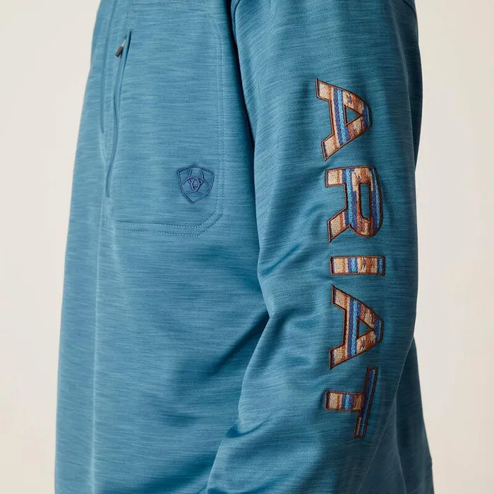 Men Sweatshirts and Hoodies Ariat Team Logo 14 Zip Sweatshirt Mallard Blue