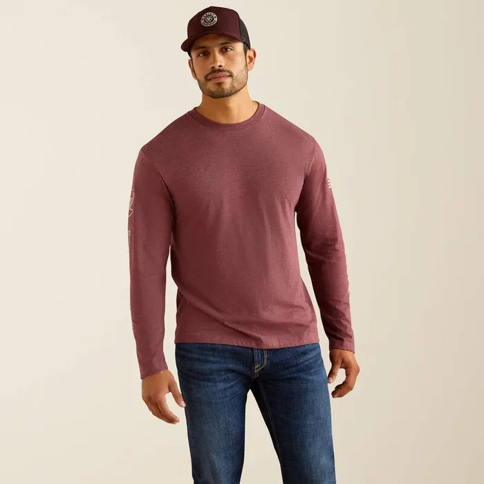 Men TShirts and Polos Ariat Ariat Elevated V2 TShirt Burgundy Heather