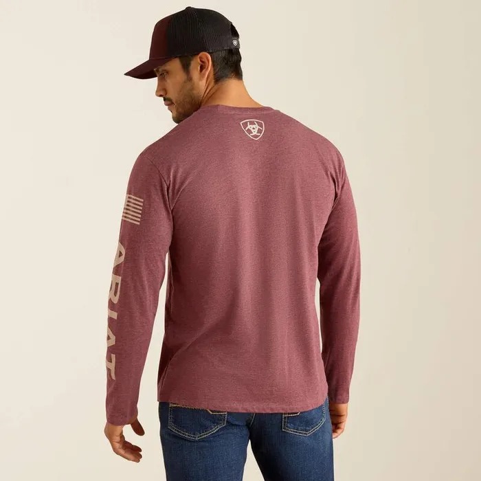 Men TShirts and Polos Ariat Ariat Elevated V2 TShirt Burgundy Heather
