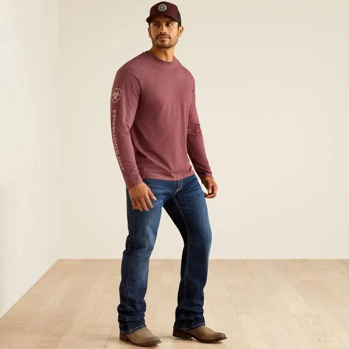 Men TShirts and Polos Ariat Ariat Elevated V2 TShirt Burgundy Heather