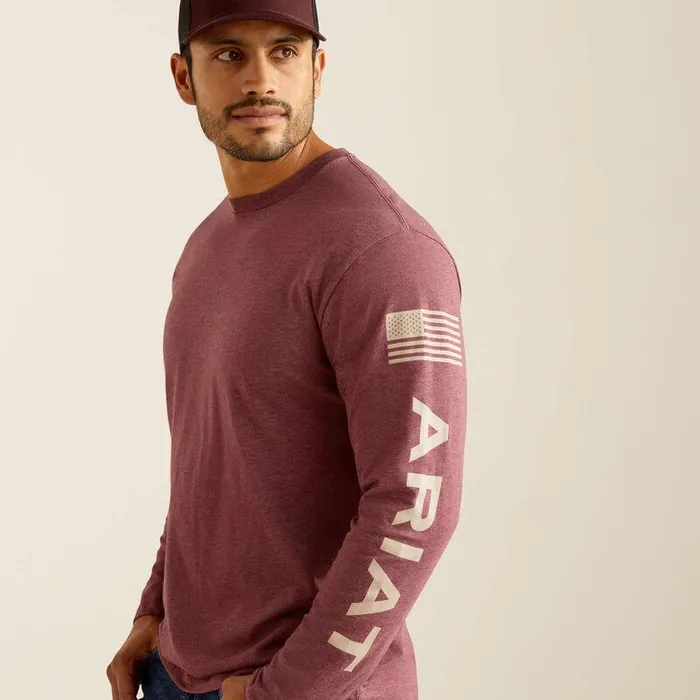 Men TShirts and Polos Ariat Ariat Elevated V2 TShirt Burgundy Heather