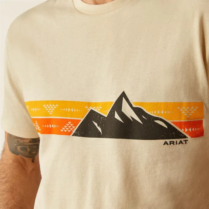 Men TShirts and Polos Ariat Ariat Southwest Mountain Stripe TShirt Natural