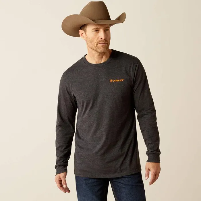 Men TShirts and Polos Ariat Ariat Wetlands Nature TShirt Charcoal Heather