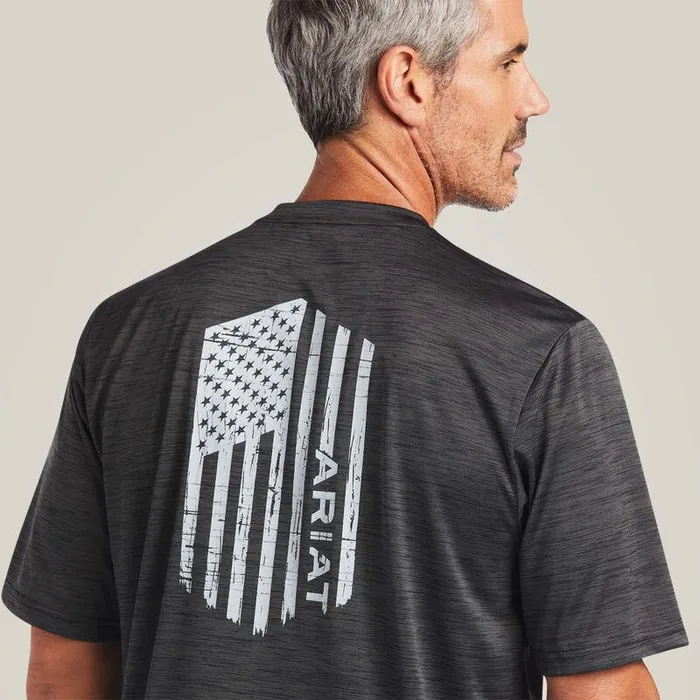 Men TShirts and Polos Ariat Charger Vertical Flag Tee Charcoal Men TShirts and Polos Ariat Charger Vertical Flag Tee Charcoal