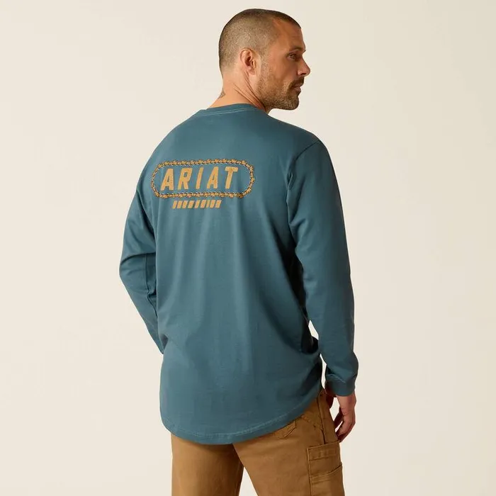 Men TShirts and Polos Ariat Rebar Cotton Strong Chainsaw Logo TShirt Stargazer