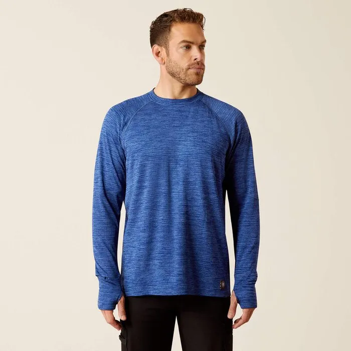 Men TShirts and Polos Ariat Rebar Gridwork Crewneck TShirt Glacier Blue