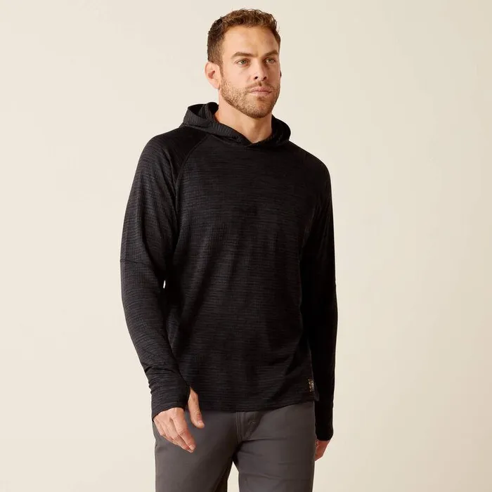 Men TShirts and Polos Ariat Rebar Gridwork Hoodie Black