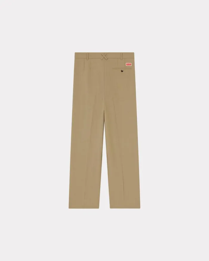 Men Tailored Pants In Virgin Wool Dark Beige Kenzo Tailoring