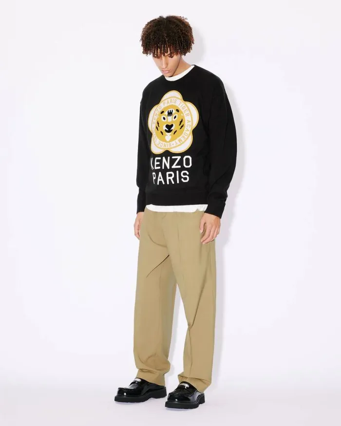 Men Tailored Pants In Virgin Wool Dark Beige Kenzo Tailoring