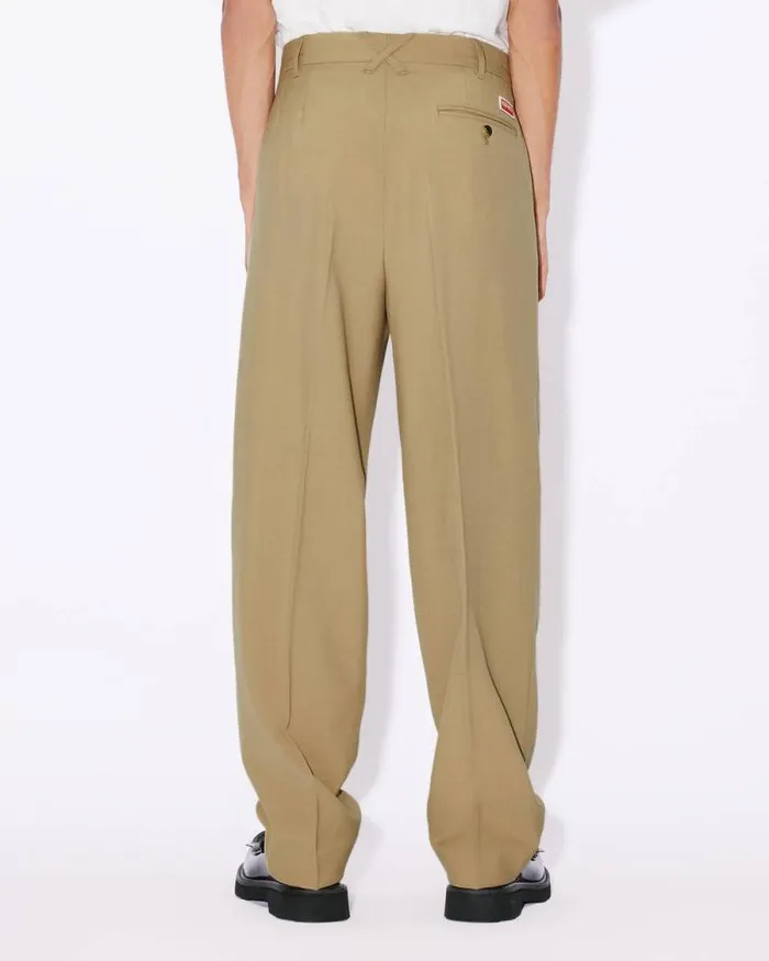 Men Tailored Pants In Virgin Wool Dark Beige Kenzo Tailoring