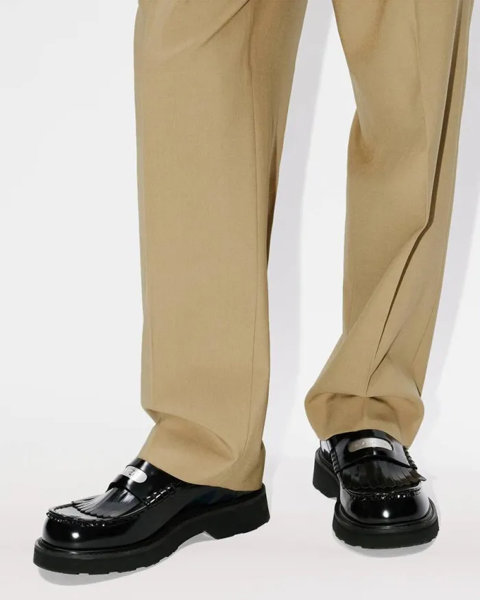 Men Tailored Pants In Virgin Wool Dark Beige Kenzo Tailoring