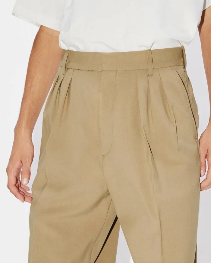 Men Tailored Pants In Virgin Wool Dark Beige Kenzo Tailoring