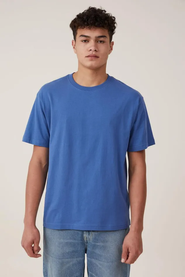 Men Tees and Tanks Cotton On Organic Loose Fit TShirt Washed Cobalt