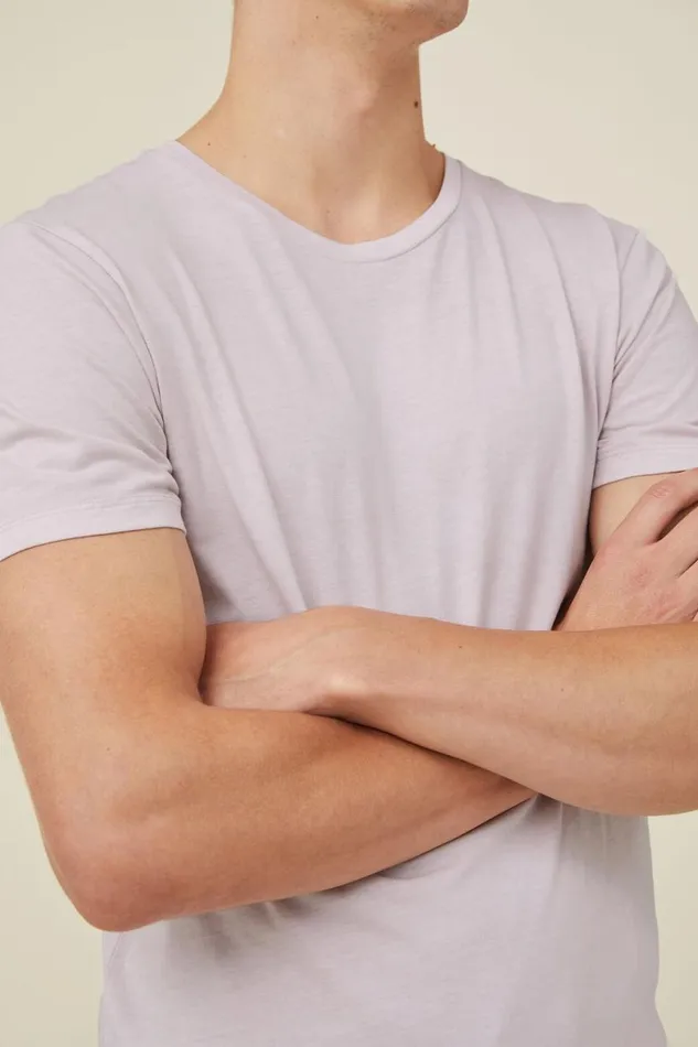 Men Tees and Tanks Cotton On Organic Regular Fit Crew TShirt Iced Lilac