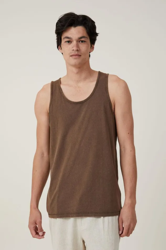 Men Tees and Tanks Cotton On Organic Tank Ashen Brown