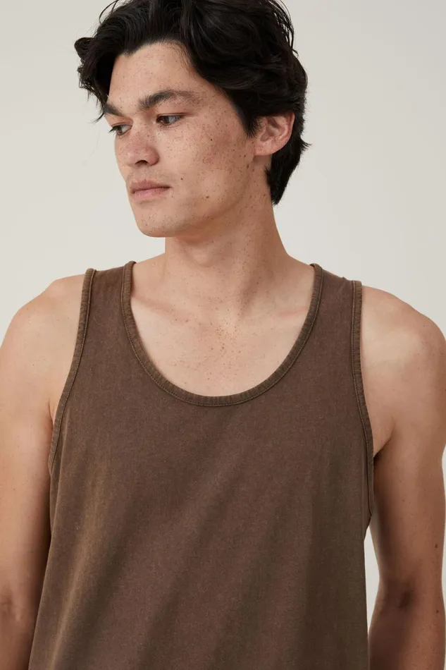 Men Tees and Tanks Cotton On Organic Tank Ashen Brown