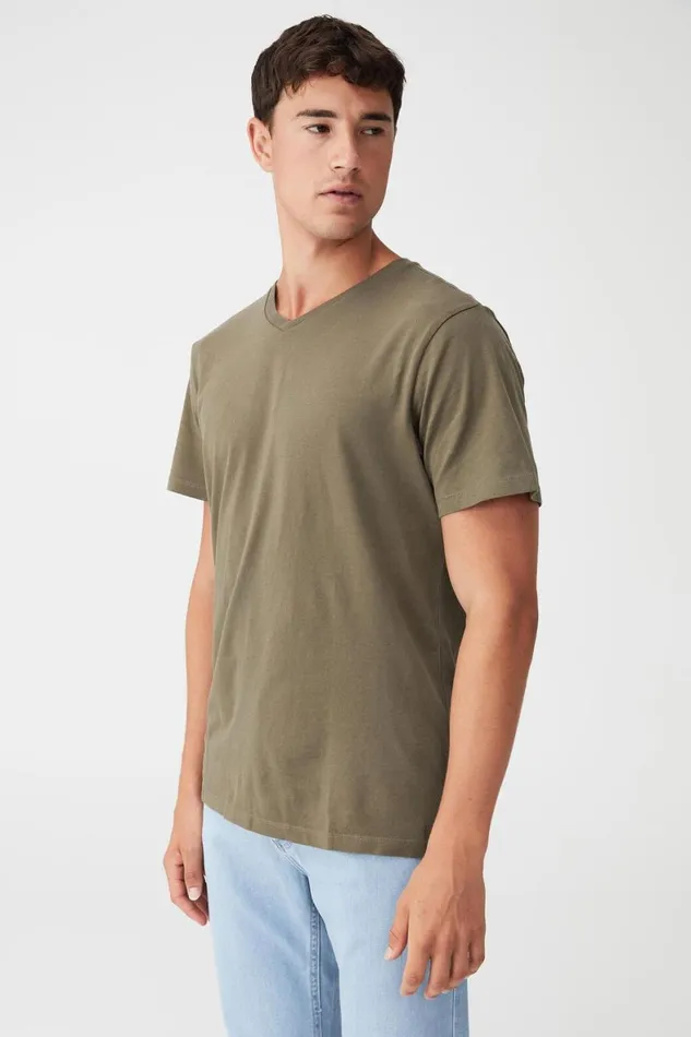 Men Tees and Tanks Cotton On Organic VNeck TShirt Military