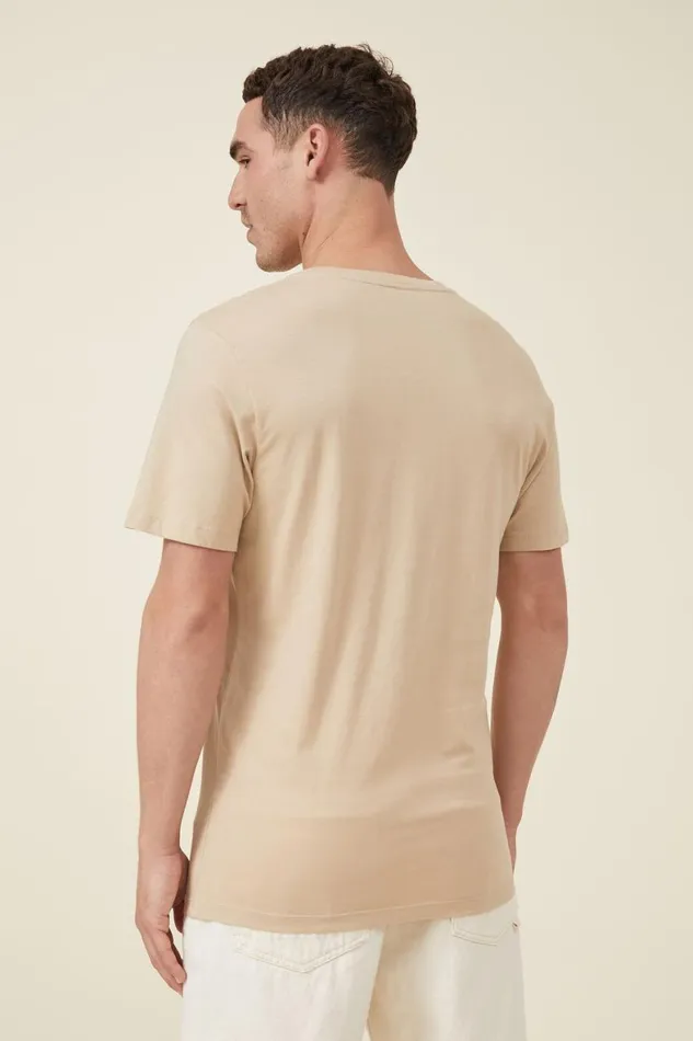 Men Tees and Tanks Cotton On Organic VNeck TShirt Stone Clay