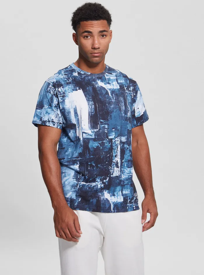 Men Tees and Tanks GUESS Eco Blue Print Akim Tshirt
