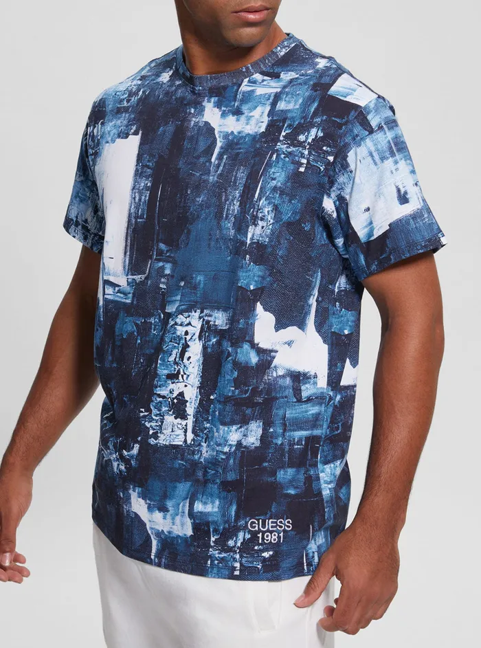 Men Tees and Tanks GUESS Eco Blue Print Akim Tshirt