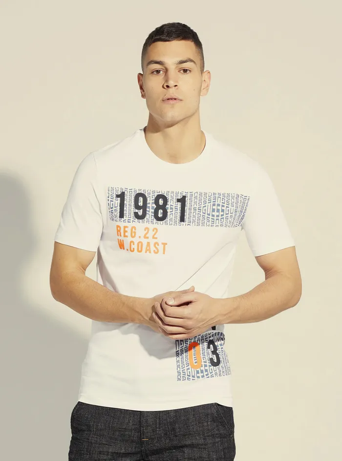 Men Tees and Tanks GUESS White Optical Logo Tshirt