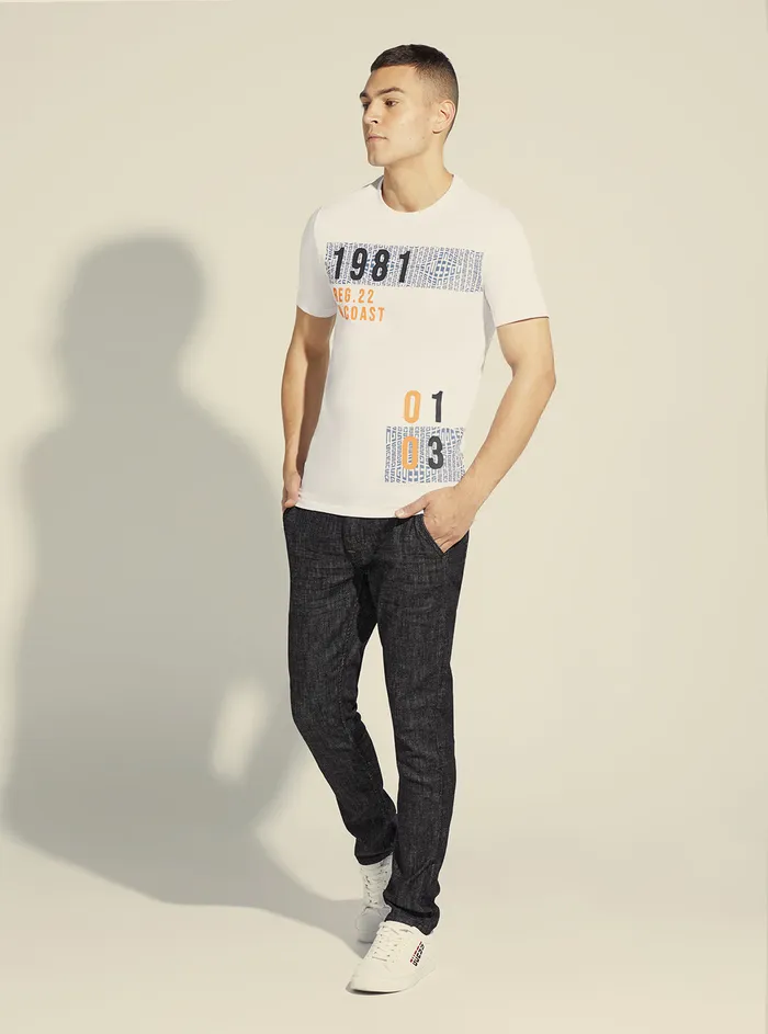 Men Tees and Tanks GUESS White Optical Logo Tshirt Men Tees and Tanks GUESS White Optical Logo Tshirt