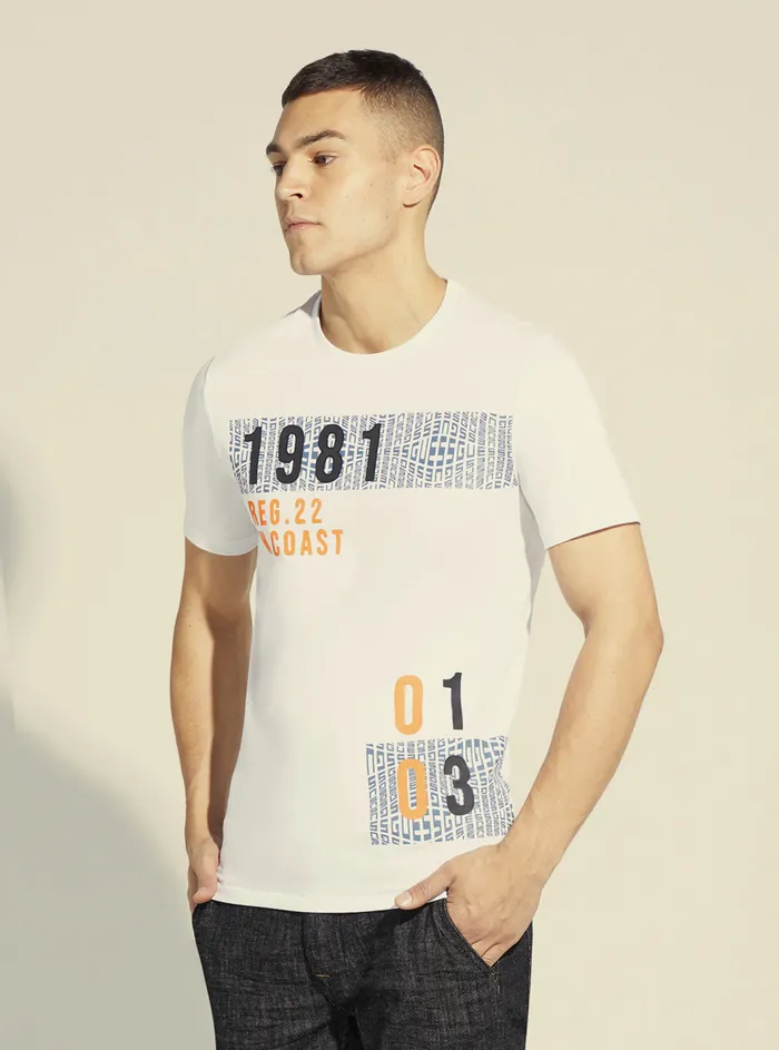 Men Tees and Tanks GUESS White Optical Logo Tshirt Men Tees and Tanks GUESS White Optical Logo Tshirt