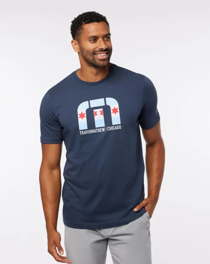 Men Tees TravisMathew ILLINOIS NOISE 20 TEE Mood Indigo