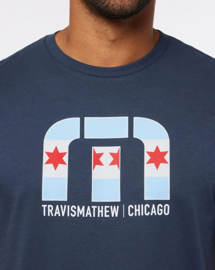 Men Tees TravisMathew ILLINOIS NOISE 20 TEE Mood Indigo