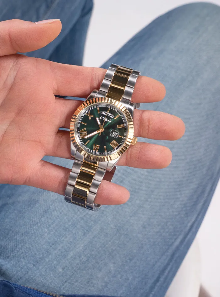 Men Watches GUESS Gold Green Connoisseur Watch