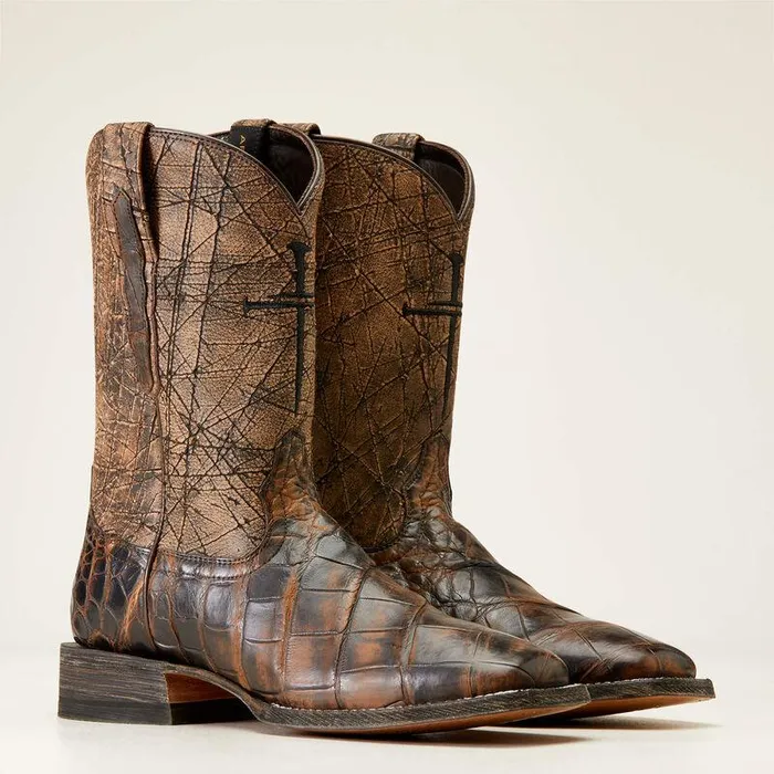 Men Western Boots Ariat Backwater Western Boot Brown American Alligator Men Western Boots Ariat Backwater Western Boot Brown American Alligator