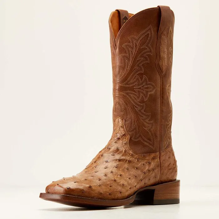 Men Western Boots Ariat Bench Made Bassett Western Boot Buckskin Full Quill Ostrich