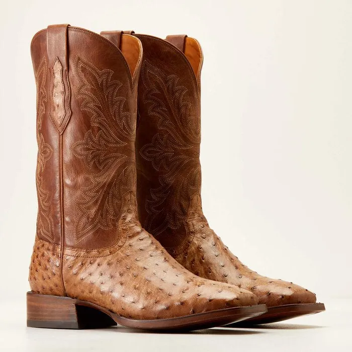 Men Western Boots Ariat Bench Made Bassett Western Boot Buckskin Full Quill Ostrich Men Western Boots Ariat Bench Made Bassett Western Boot Buckskin Full Quill Ostrich
