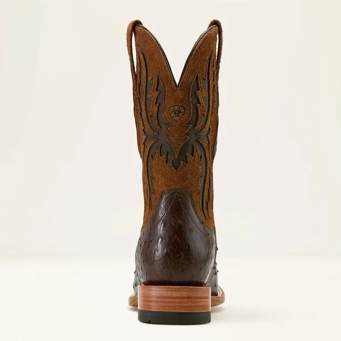 Men Western Boots Ariat Drifter Cowboy Boot Espresso Full Quill Ostrichtan Suede