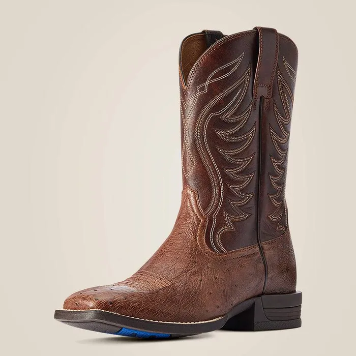 Men Western Boots Ariat Reckoning Western Boot Dark Tabac Smooth Quill Ostric