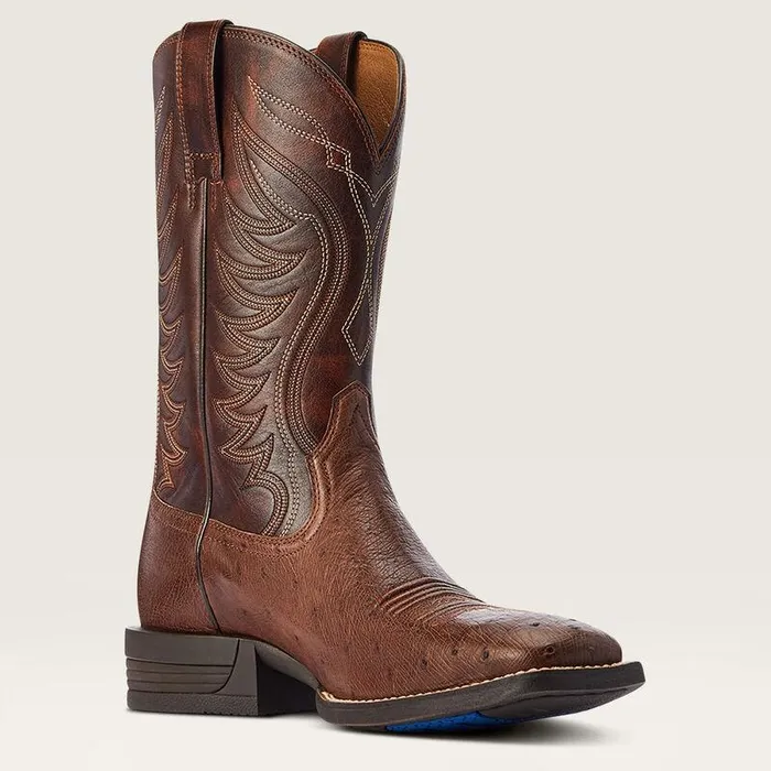 Men Western Boots Ariat Reckoning Western Boot Dark Tabac Smooth Quill Ostric