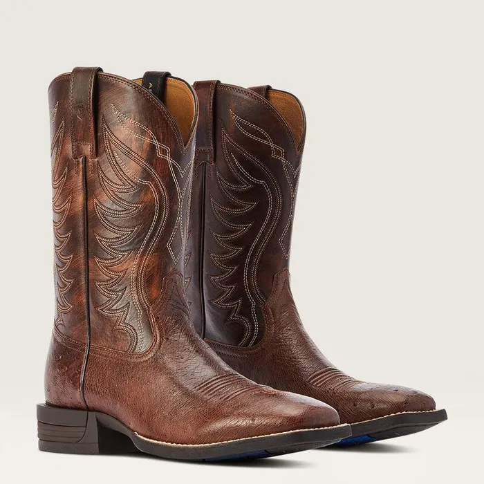 Men Western Boots Ariat Reckoning Western Boot Dark Tabac Smooth Quill Ostric