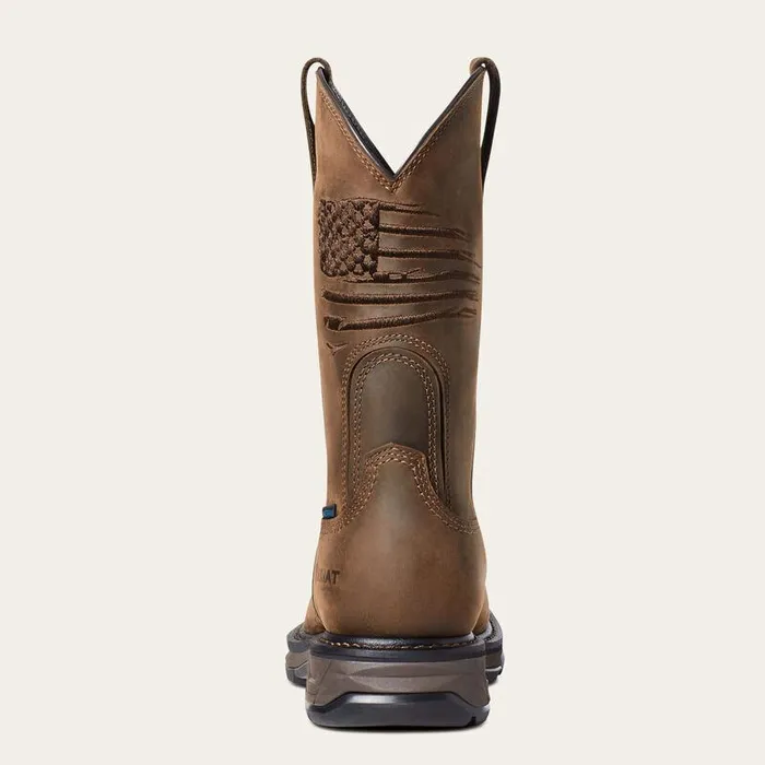 Men Western Boots Ariat WorkHog XT Patriot Waterproof Carbon Toe Work Boot Distressed Brown