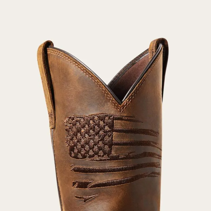 Men Western Boots Ariat WorkHog XT Patriot Waterproof Carbon Toe Work Boot Distressed Brown